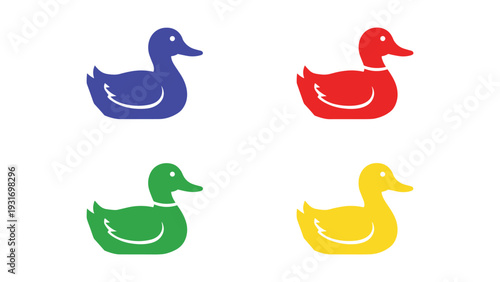Four colorful ducks in playful and vibrant designs
