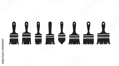 Painter brush icon pack painting and renovation tool symbols black vector set isolated on white background