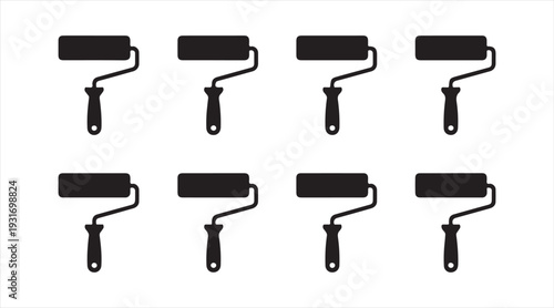 Painting roller tool icon pack home improvement symbols black vector set isolated on white background
