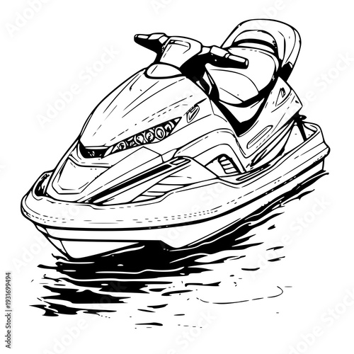 Jet ski on the sea , vector illustration of a jet ski , silhouette of a jet ski 