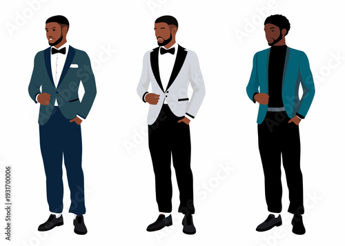 Three african american men in formal attire posing together
