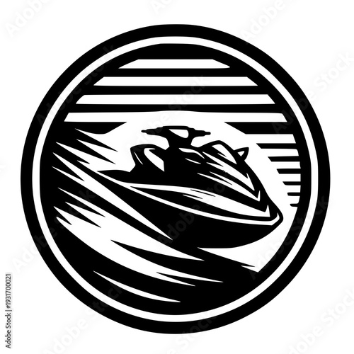 Jet ski on the sea , vector illustration of a jet ski , silhouette of a jet ski 