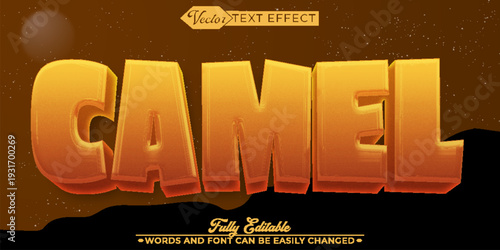  Camel Desert Journey Travel Adventure Vector Fully Editable Smart Object Text Effect