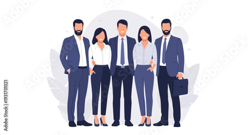 A diverse group of business professionals in business attire standing together in a celebration of employee appreciation with a joyful mood