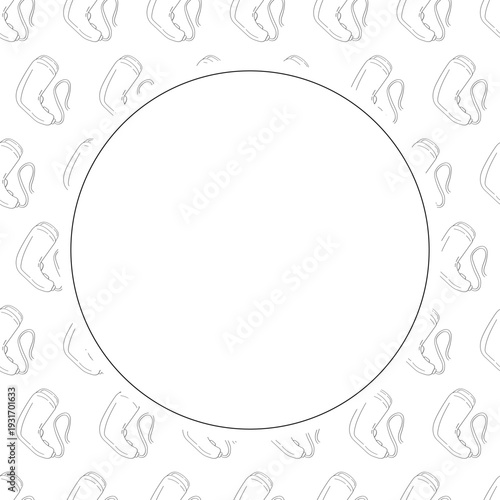 barbershop icon circle frame in doodle style