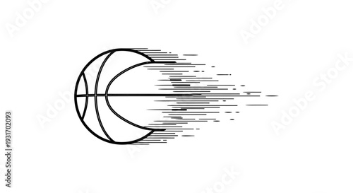 basketball illustration with speed lines flying fast across a white background representing dynamic sports motion and quick action.