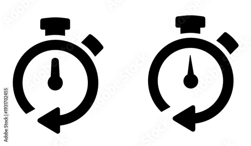 Vector illustration of a stopwatch. Stopwatch icon set with circular arrows representing countdown, history, timer, and fast processing for business or web interface