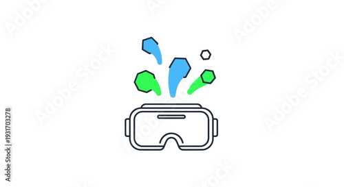 Virtual reality goggles with colorful splashes.