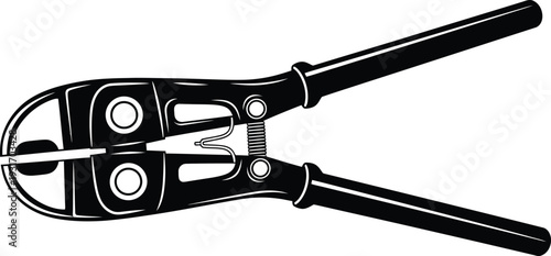 Bolt Cutters Cutting Metal Isolated on White Background