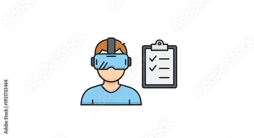 Virtual reality gaming experience with checklist.