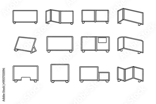 Frame vector modern metal divider profile clean portable icon desk design