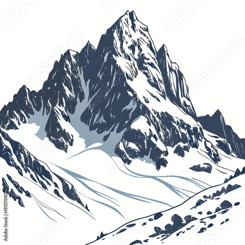 Frozen alpine peak detailed mountain snow 1