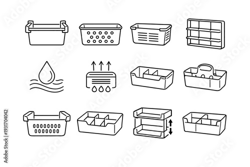 Feature clean clip style organizer openings vector holes bin modern icons icon