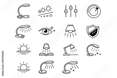 Usb outline functional illumination clean lamp vector adjustable led proportions icon