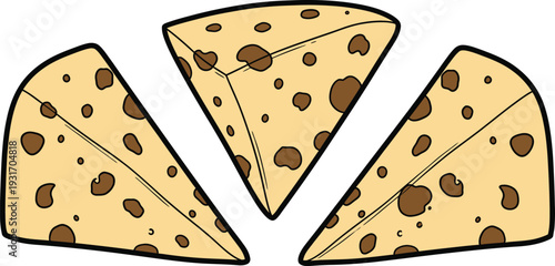 Chocolate Chip Cookie Slices on White Background