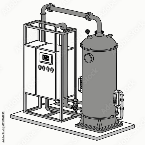 Industrial hydrogen converter machine with metal pipes and control panel 2