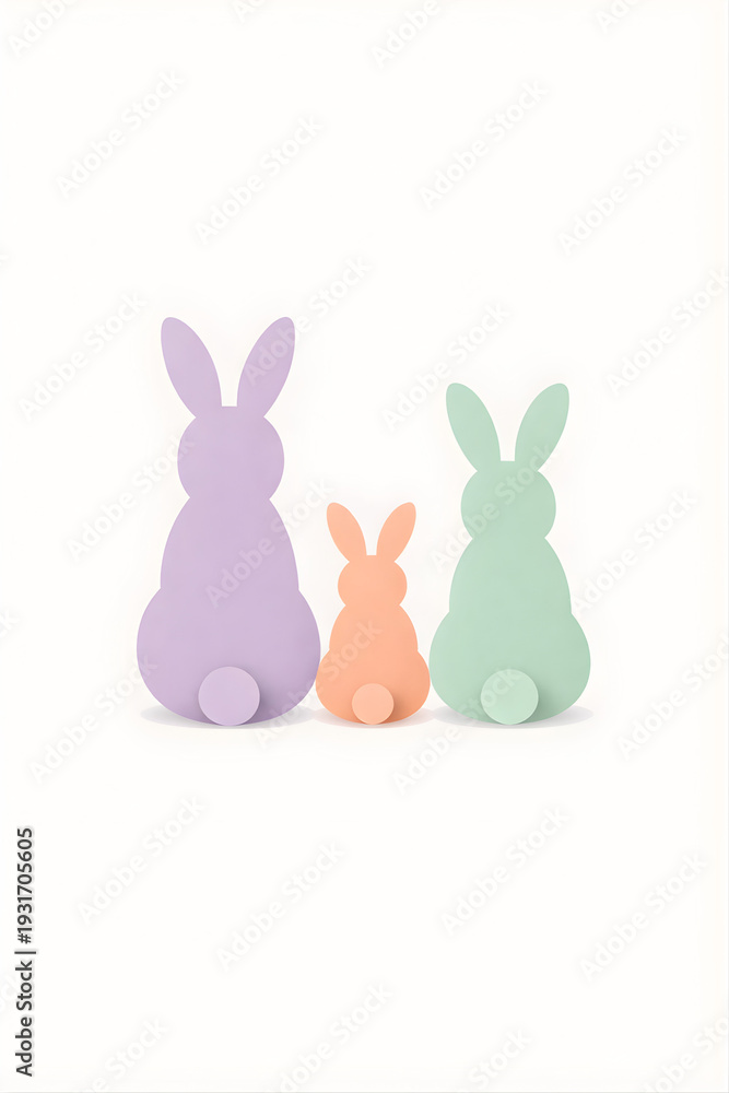 Obraz premium Pastel Minimalist Rabbit Family Figurine Trio