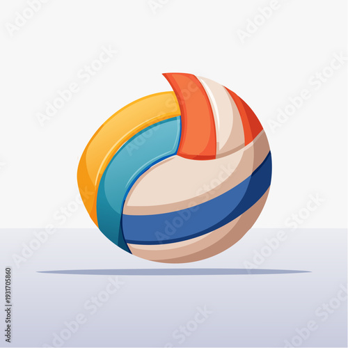 Volleyball ball illustration on a clean light background with shadow for sports and recreation