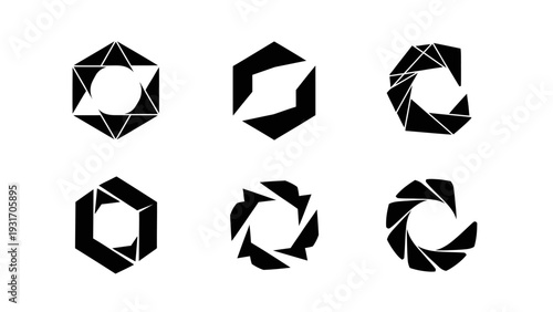Abstract Geometric Aperture Shapes Collection - Modern Logo Design Elements