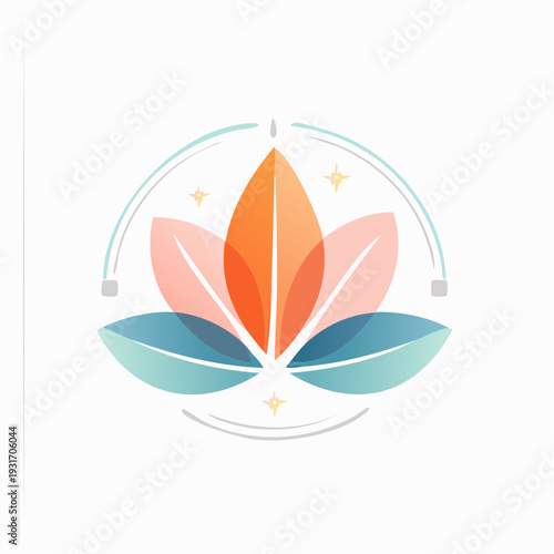 Zen Lotus Flower Meditation Logo Symbol Vector
