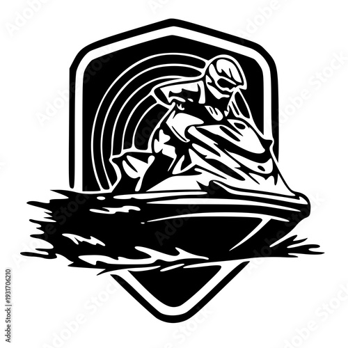Man on the jet ski , vector illustration of a jet ski , silhouette of a jet ski 