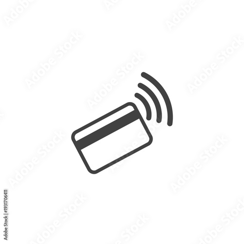 Contactless payment card icon with wireless signal.