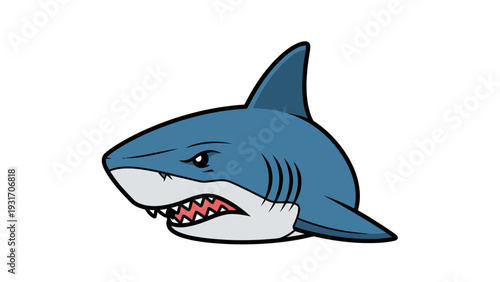 Aggressive Shark Head Cartoon Illustration