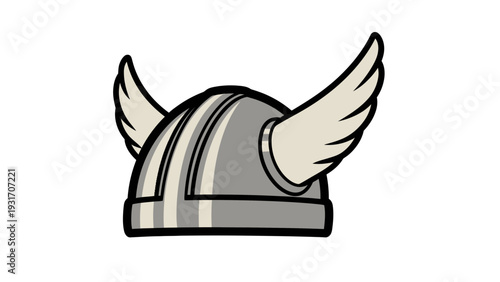 Cartoon Viking Helmet with Wings Icon