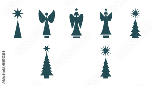 Christmas Icons: Angels and Trees with Stars, Festive Silhouette Collection