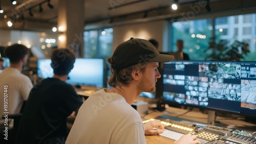 Wallpaper Mural A vibrant office of a branding agency highlights a mix of digital and traditional branding techniques, with teams working on multi-channel marketing strategies that ensure comprehensive brand Torontodigital.ca