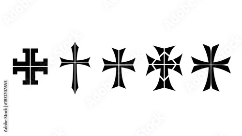 Collection of Diverse Christian Cross Symbols - Religious Icons