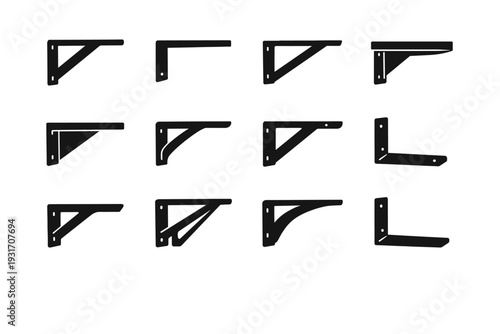 Bracket geometric icon generation minimalist simple shelf vector floating image support mounting