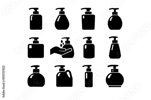 Dispenser refillable solid generation bottle simple vector accessory push soap icon image