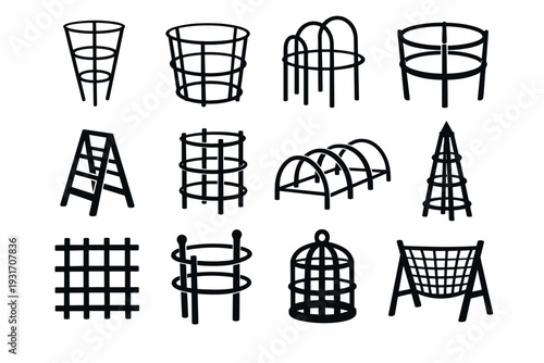 Aid simple round wire garden generation vector icon image cage plant element