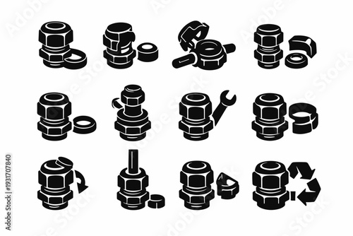 Icon connector generation seal simple image vector sustainable clean gland fitting element