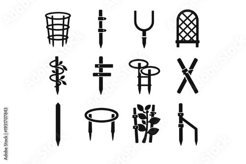 Care support plant gardening generation icon stake image climbing garden simple growth
