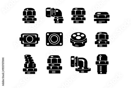 Design strong vector simple fitting icon industrial utility solid connector image production