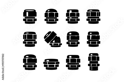 Image gland fitting silhouette design icon black generation flat symbol vector simple