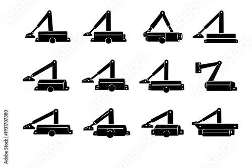 Interior regulator closer simple mechanism generation vector image icon solid door hydraulic