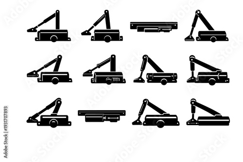 Silhouette unit door device generation form image simple dampened quiet black vector