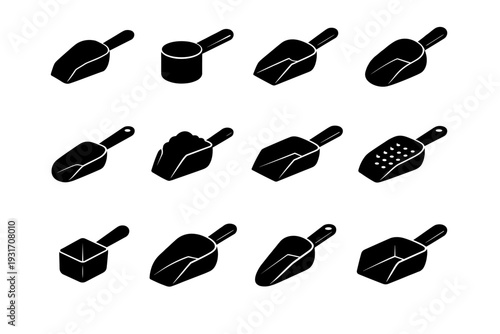 Vector dry helper filled generation image solid icon scoop tool household simple