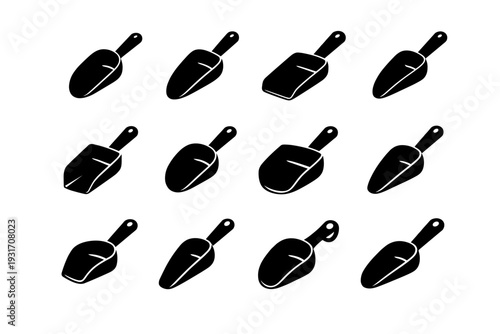 Image rigid simple icon utensil generation silhouette steel scoop black robust food