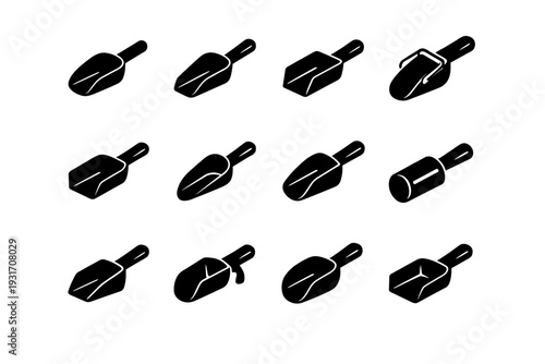 Vector gravity accessory refill image generation icon silhouette utensil simple scoop black