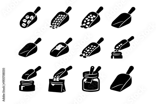 Goods simple silhouette refill black vector dry icon filled scoop generation image