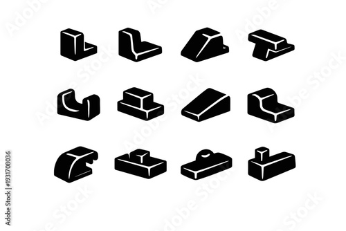 Hardware organization icon silhouette drawer utility stop icons plastic solid block vector