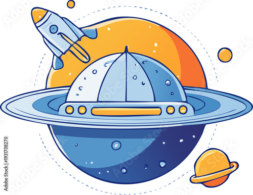 Abstract Cargo Rocket Illustration