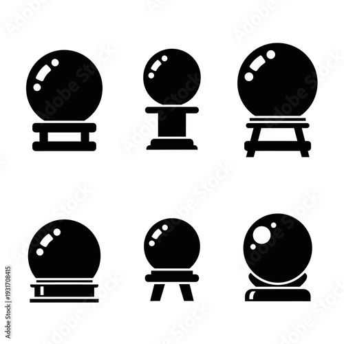 Crystal Ball Icons Set: Fortune Telling, Magic, Future Prediction, Mysticism, Divination