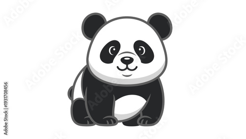 Cute Baby Panda Bear Sitting, Adorable Cartoon Style