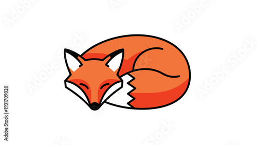 Cute Sleeping Fox Illustration, Cozy Animal Nap, Adorable Wildlife Art