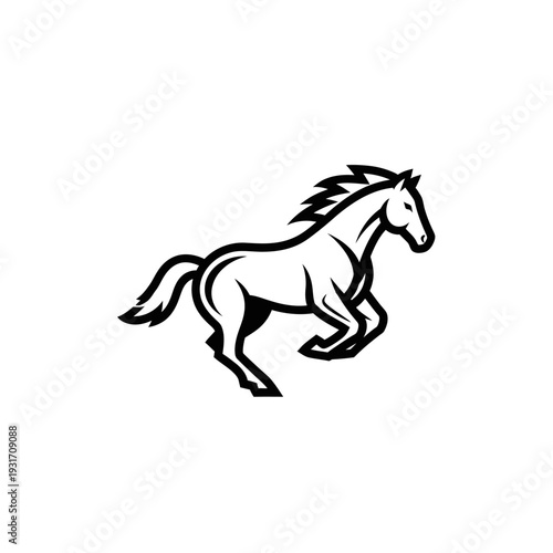 Dynamic Black and White Horse Galloping Silhouette, Symbol of Freedom and Power